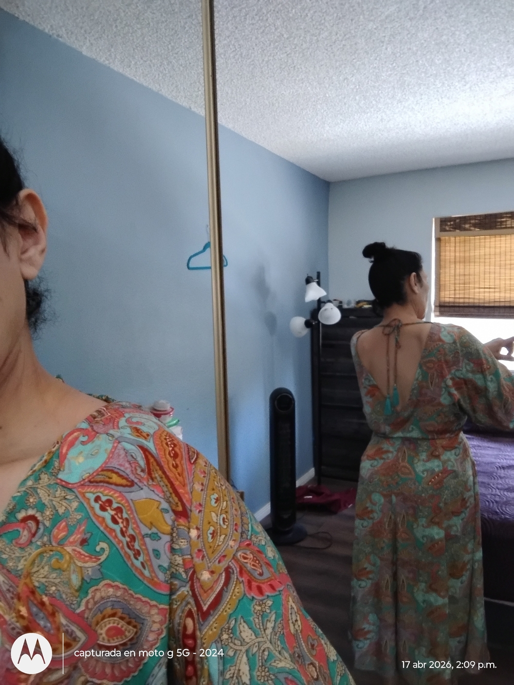 Paisley Wrap Midi Dress - Mint & Coral - Picture 3 of 4